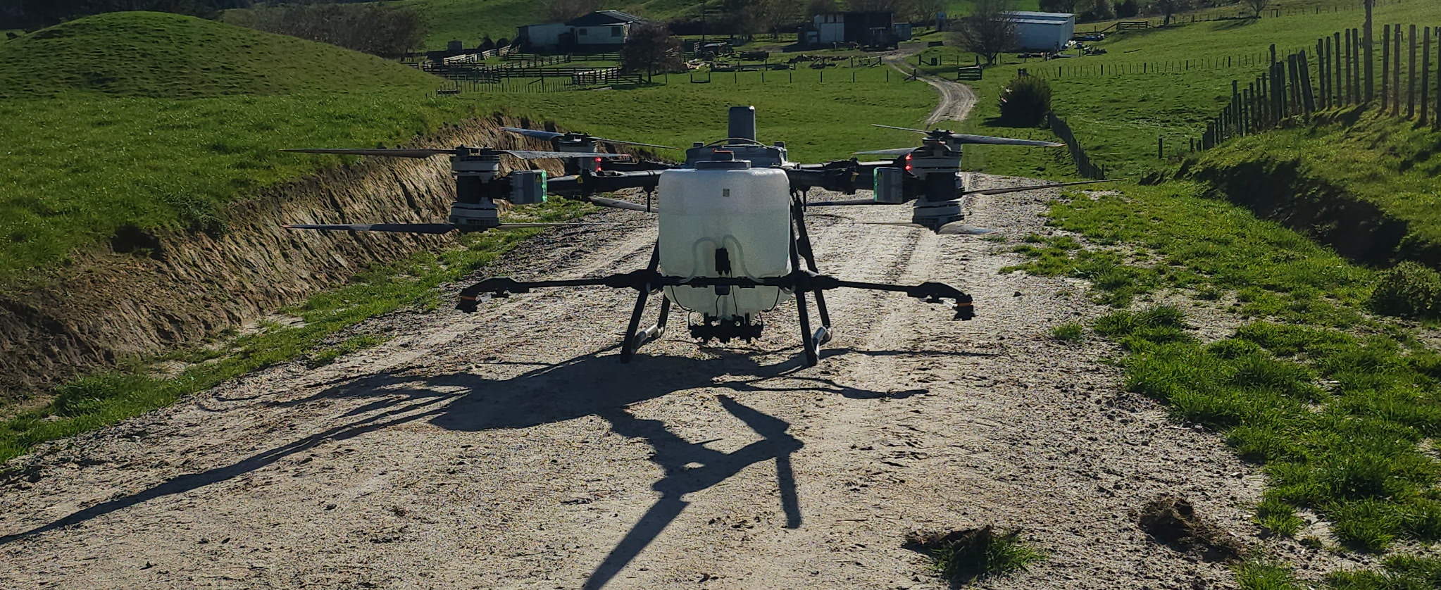 Aerial view of pasture management spray run