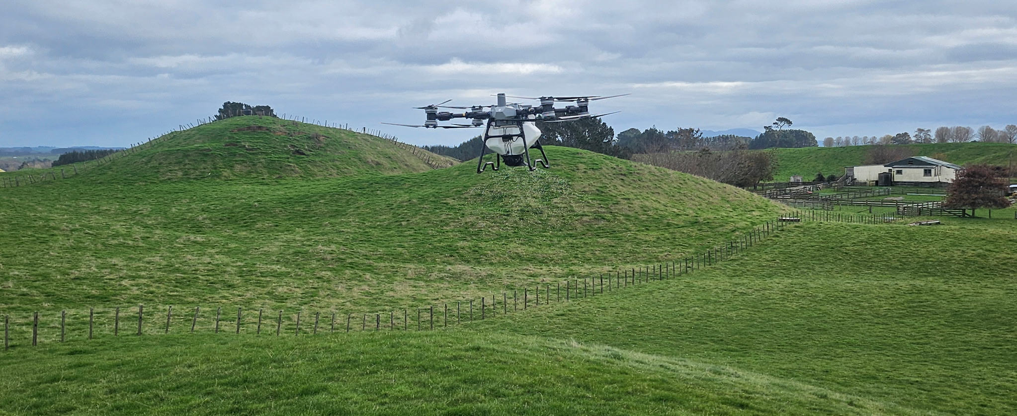 Aerial view of pasture management spray run